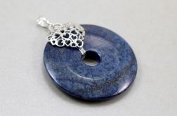 Lapis lazuli z pirytem i srebro - wisior