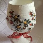 Zimowy lampion z ptaszkami - Ozdoba bożonarodzeniowa - lampion