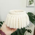 Kosz BOHO,okrągły koszyk z frędzl,osłonka donicy 12x11cm - 