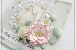 Delikatna kartka na Ślub z kwiatami 5