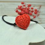 "Wełniane serca" komplet biżuterii - biżuteria czerwone serca