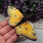 Duża spinka do włosów - motyl w odcieniach żółtego i brązu - duża spinka żółty motyl