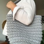 Torebka damska,na ramię, koszyk z sznurka,szara...  - 