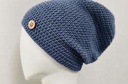 Czapka przejściowa cienka beanie smerf bawełna jeans