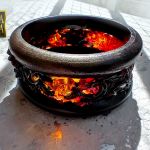 Ogień - bransoleta z żywicy i drewna - 