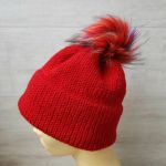 Czerwona gruba czapka z pomponem - null