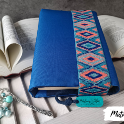 Otulacz / etui na książkę ~ szafirowy boho