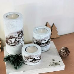 Świeczniki świąteczne – zimowa wioska