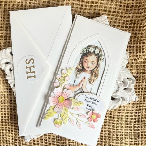 191,Kartka na komunię dla dziewczynki do koperty