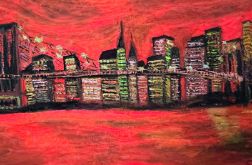 Panorama Nowego Yorku, 60x40x1 cm , akryl na plotnie