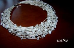 enetka - NASZYJNIK z lnu - OPAL MLECZNY i LEN