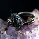 Oksydowany miedziany pierścionek. - Copper wire ring, one of a kind handcrafted wire wrapped artisan jewelry, gift gor him, gift for her, unisex, Oxidized copper
