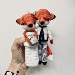 Młoda Para liski szydełkowe Ślubne Weselne