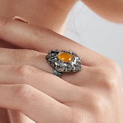 Srebrny pierścionek z agatem model Marise