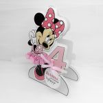 Kartka w kształcie myszki Minnie UDP 048 - Kartka w kształcie myszki Minnie różowa na 4 urodzinki (2)