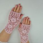 Rękawiczki mitenki handmade różowe 01 - mitenki