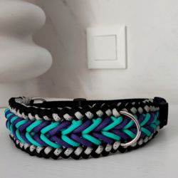 Szeroka obroża dla psa Paracord Handmade 42-50 cm L wielokolorowa