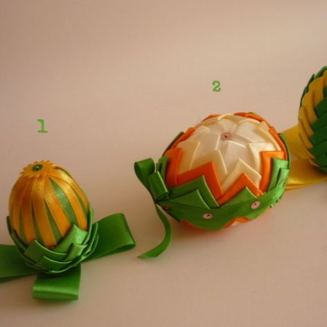 Pisanka  zdobiona wstążką