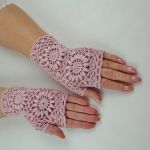 Mitenki pink - ażurowe rękawiczki