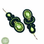 Kolczyki soutache butelkowa zieleń, wiszące  - Zielono zielone kolczyki