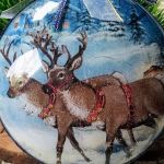 066,Bombka decoupage - miś i renifery - 066,Bombka decoupage - miś i renifery