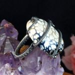 Srebrny pierścionek z agatem fire - pierścionek wire wrapped