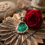 Brutalistycznym wisior z Malachitem - Amulet matki wszerzeczy w wisiorku z malachitem