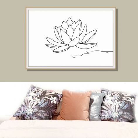 Kwiat lotosu - grafika autorska, rysunek jedna linia