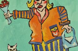 obraz olejny dama i kot