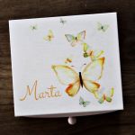 Szkatułka na biżuterię - Motylki Prezent - Szkatułka na biżuterię z lusterkiem i szufladką szkatułka dla dziewczynki nastolatki prezent na komunię urodziny święta motyle mikohandmade