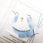 Kartka na Chrzest z szatką handmade niebieska - Pamiątka Chrztu ręcznie robiona