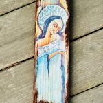 Rustykalna deska z aniołem, prezent, anioł stróż, anioł cierpliwości - 
