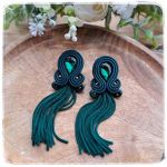 Kolczyki sutasz soutache Long morskie - Zielony