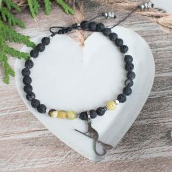 Bransoletka Ochronna Bursztyn i Lawa