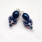 Kolczyki Granatowa Perła & Ecru - 