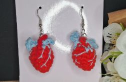 Kolczyki wiszące realistyczne serca szydełko Earrings realistic hearts