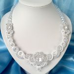 Naszyjnik-kolia Biało-Srebrzysty - 