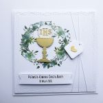 Wyjątkowa kartka na Komunię z wiankiem  - Kartka komunijna handmade z wiankiem
