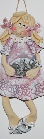 Mój kiciuś śpi - aniołek z masy solnej, prezent, dekoracja