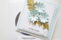 Kartka ŚLUBNA - jasnoniebieskie kwiaty