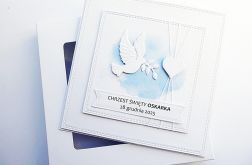 Minimalistyczna kartka z gołębicą na Chrzest