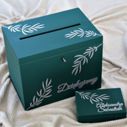 Komplet pudełek ślubnych - butelkowa zieleń 2
