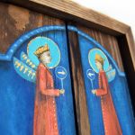 Anioły - przyciąganie obraz na desce z aniołem obraz ręcznie malowany - 