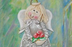 Komu Róże? Komu? - aniołek z masy solnej, prezent, dekoracja