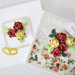 Kartka W DNIU ŚLUBU różana