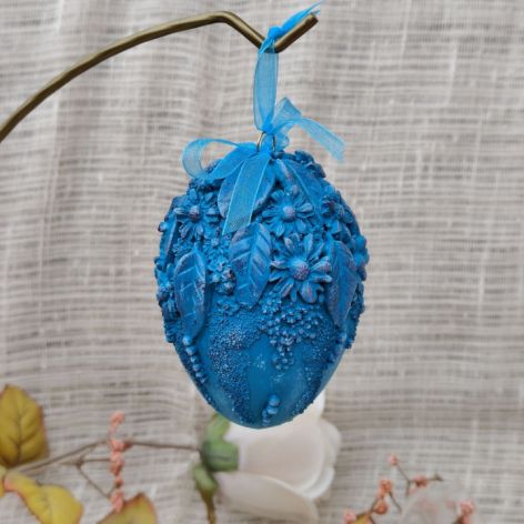 Turkusowa Pisanka Artystyczna - Błękitna Łąka