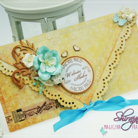 Kopertówka z okazji ślubu- turkusowa pomarańcza