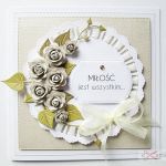 Kartka ŚLUBNA z beżowymi różami - Kartka ślubna z beżowymi różami