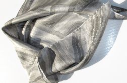 Apaszka minimalistyczna jedwabna czarno-szaro pasiasta malowana