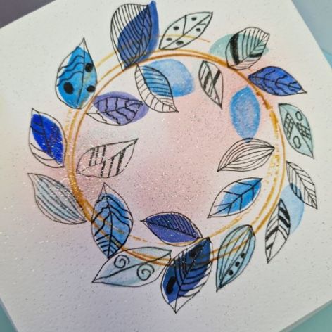 Kartka okolicznościowa ręcznie malowana z motywem liści